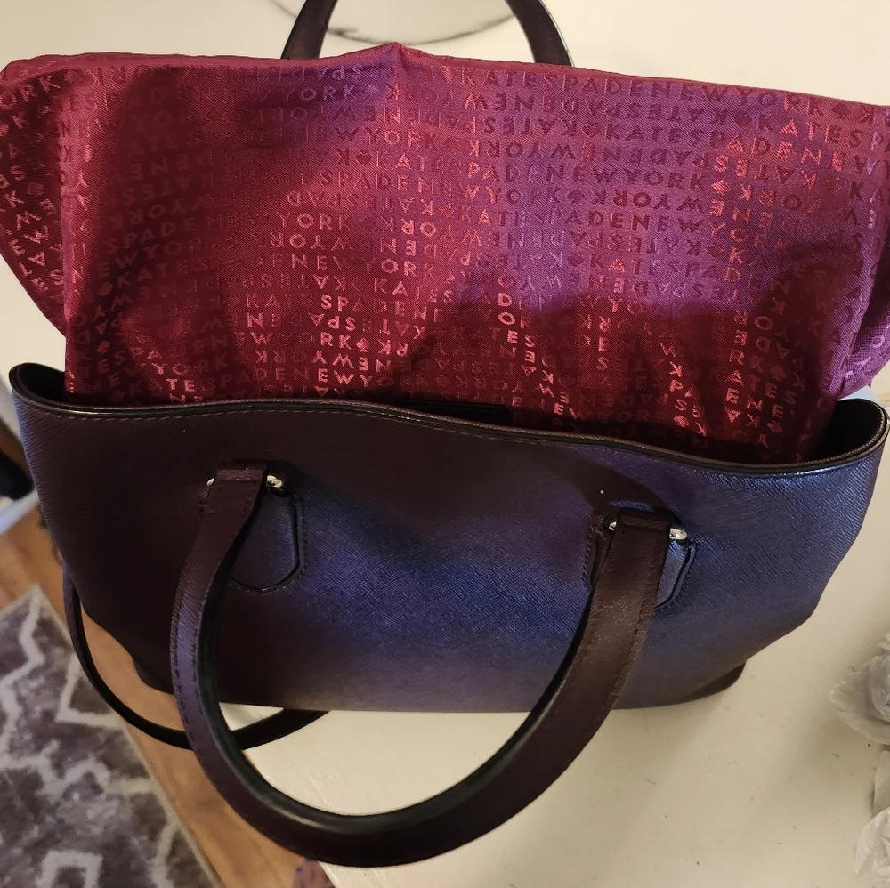 KATE SPADE NY SAFIANO LEATHER EVANGELIE LAUREL WAY SATCHEL-BURGUNDY 11.5×9.5 EUC - Picture 9 of 16